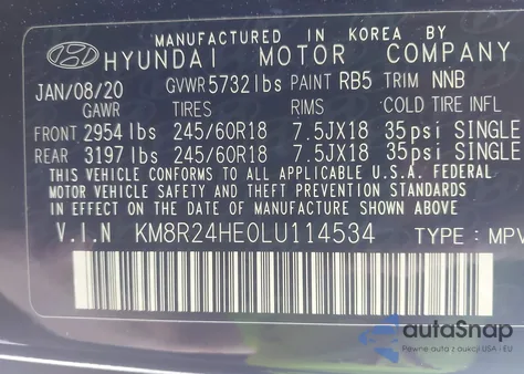 2020 Hyundai Palisade Sel from USA, damaged, VIN KM8R24HE0LU114534